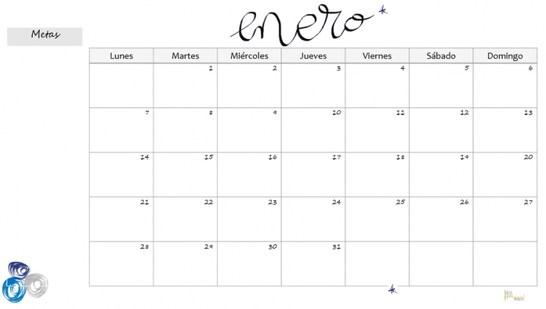 Calendario De Enero Proxecto Meta